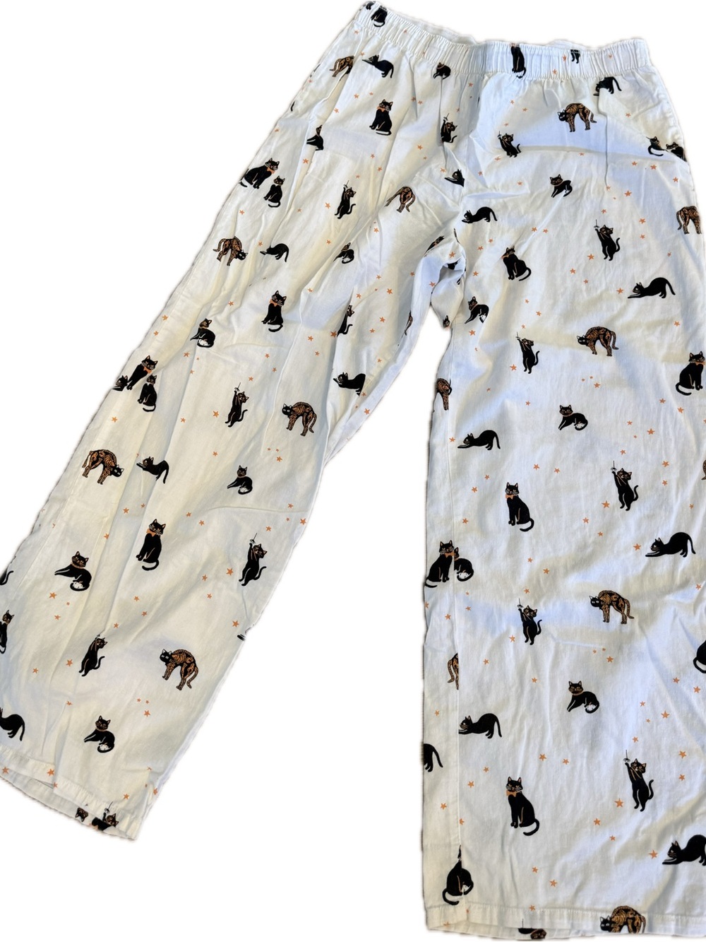 Halloween Black Cat Print Pajama Pants
